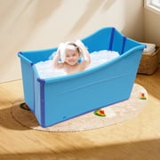 Space-Saving Foldable Bathtub for Kids & Adults Under 5.3ft, Durable Heat-Resistant PP & TPE, Anti-Slip, Portable with Drain Pipe for Home & RV
