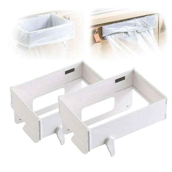 Space-Saving Foldable Trash Bag Holder, Wall Mounted Collapsible Garbage Bag Rack with Magnetic Closure for Kitchen Cabinet Doors