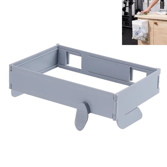 Space Saving Foldable Trash Holder, Hanging Waste Garbage Can Rack, Small Hanging Trash Cans for Kitchens Cabinets Doors, Cupboards Rv, Bathroom, Small Spaces (Grey)