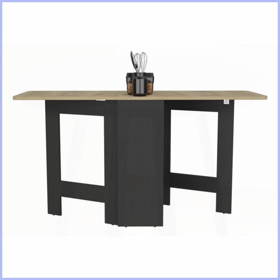 Space-Saving Folding Coffee Table in Black/Macadamia for Living Room - Versatile Dining & Work Solution