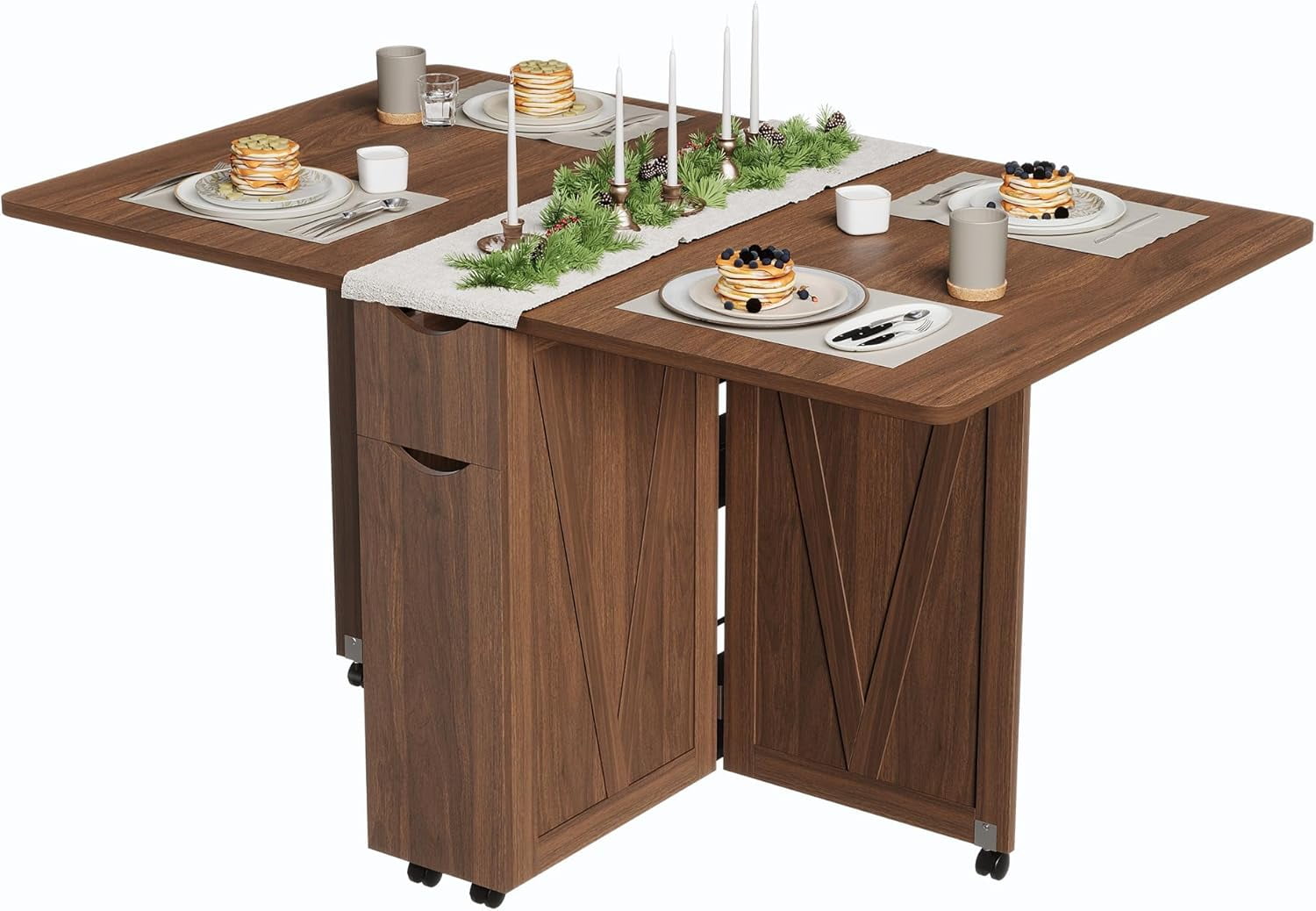 Space Saving Folding Dining Table with Storage - Kitchen Table with 6 ...