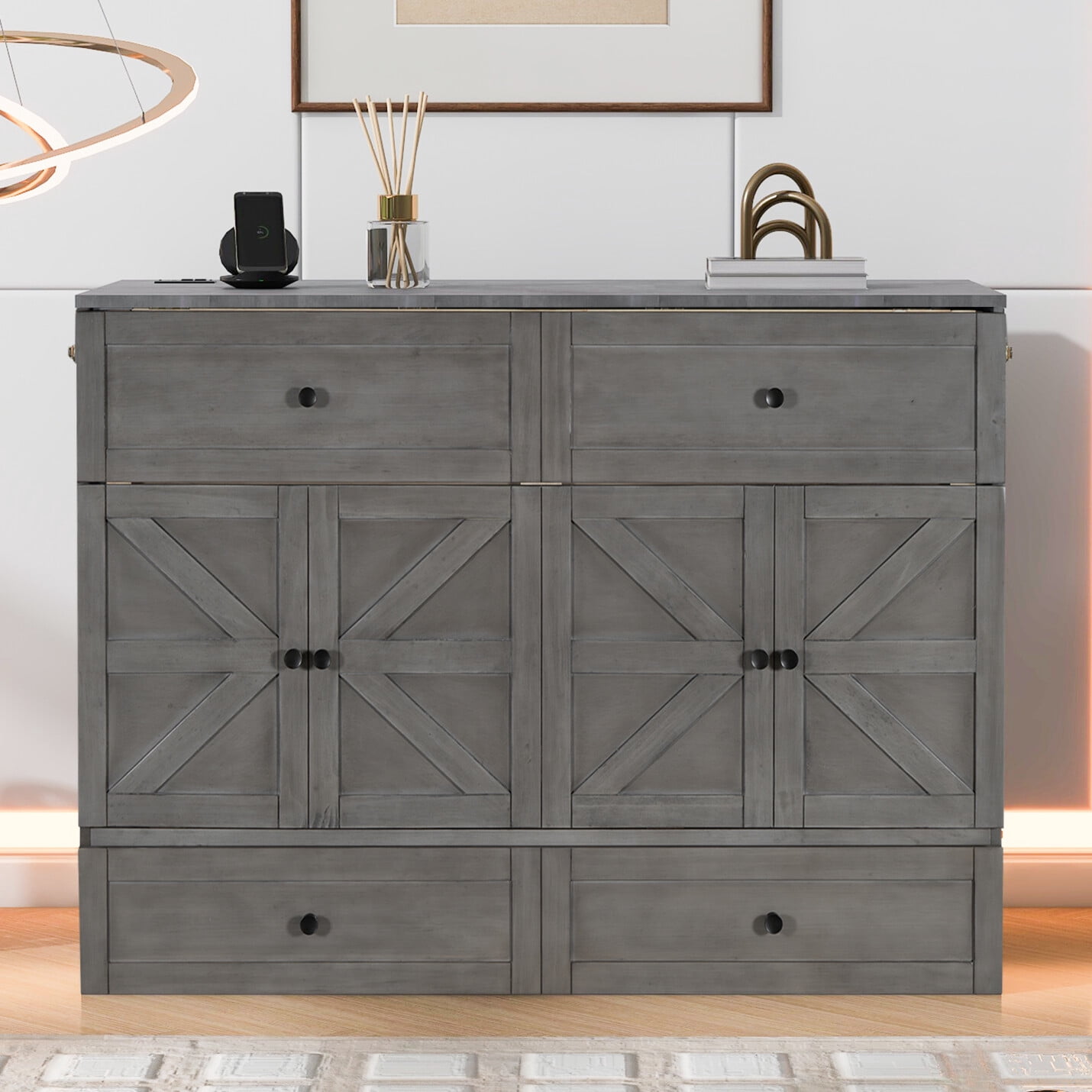 Built In Usb Charging Shelves For Apartments Reference: Space Saving Full Murphy Bed With Built In Usb Charging
