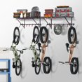 thumbnail image 1 of Space Saving Garage Bike Rack - Wall Mounted Holder for 4 Bikes & 2 Storage Shelves, 1 of 11