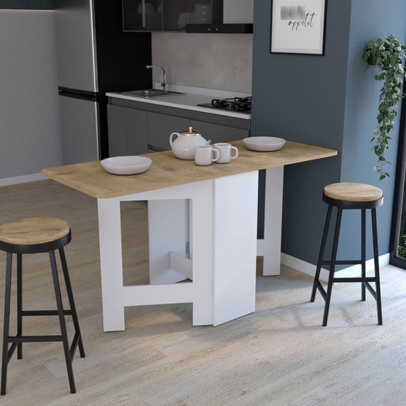 Space-Saving Gateleg Folding Table in Black / Expandable for Daily Use