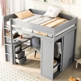 thumbnail image 1 of Space-Saving Gray Loft Bed with Built-in Storage - Perfect for Organizing Work and Daily Items, 1 of 1