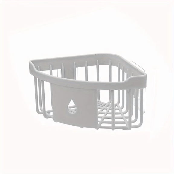 Space-Saving Gray Triangular Corner Shelf No-Drill Wall-Mounted Storage Rack for Bathroom Kitchen Laundry Room