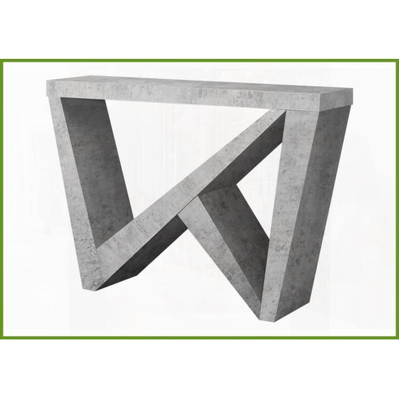 Space-Saving Grey Cement-Look Coffee Table with Asymmetrical Panels, Thick Sturdy Construction for Entryway