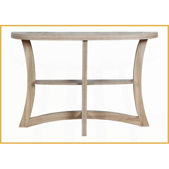 Space-Saving Half Moon Coffee Table for Living Room, Contemporary Wood-Look with Sturdy Curved Base