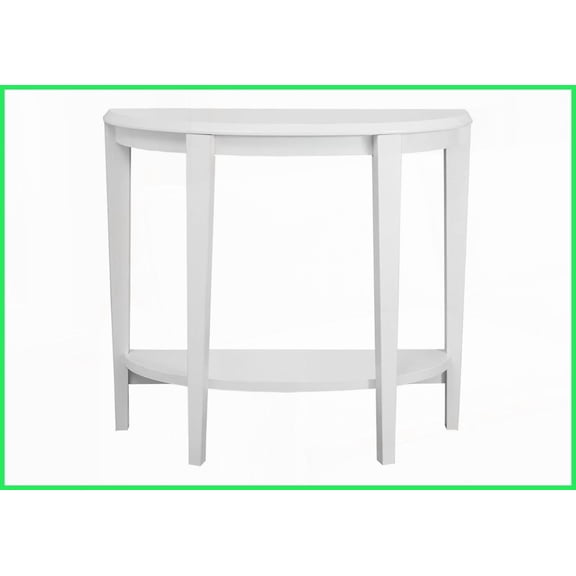 Space-Saving Half-Moon Coffee Table for Living Room, White Laminate with 2 Tiers & Fixed Storage Shelf