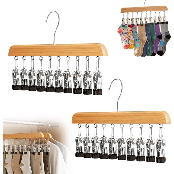 Space Saving Hanger for Clothes, 10-Slot Scarf & Belt Organizer, Sturdy Wooden Pant Hanger for Women, Trace-Free Grip for Leggings, Tanks, and Ties(XX)