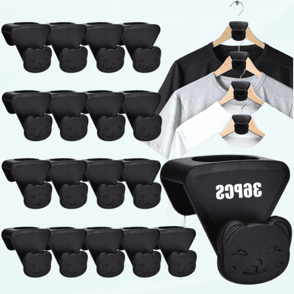Space Saving Hanger Hooks Clothes Hanger Connector Hooks AS-SEEN-ON-TV, 36PCS Triangle Hooks for Saving Closet Space Closet Organizers Space Savers (Bear)