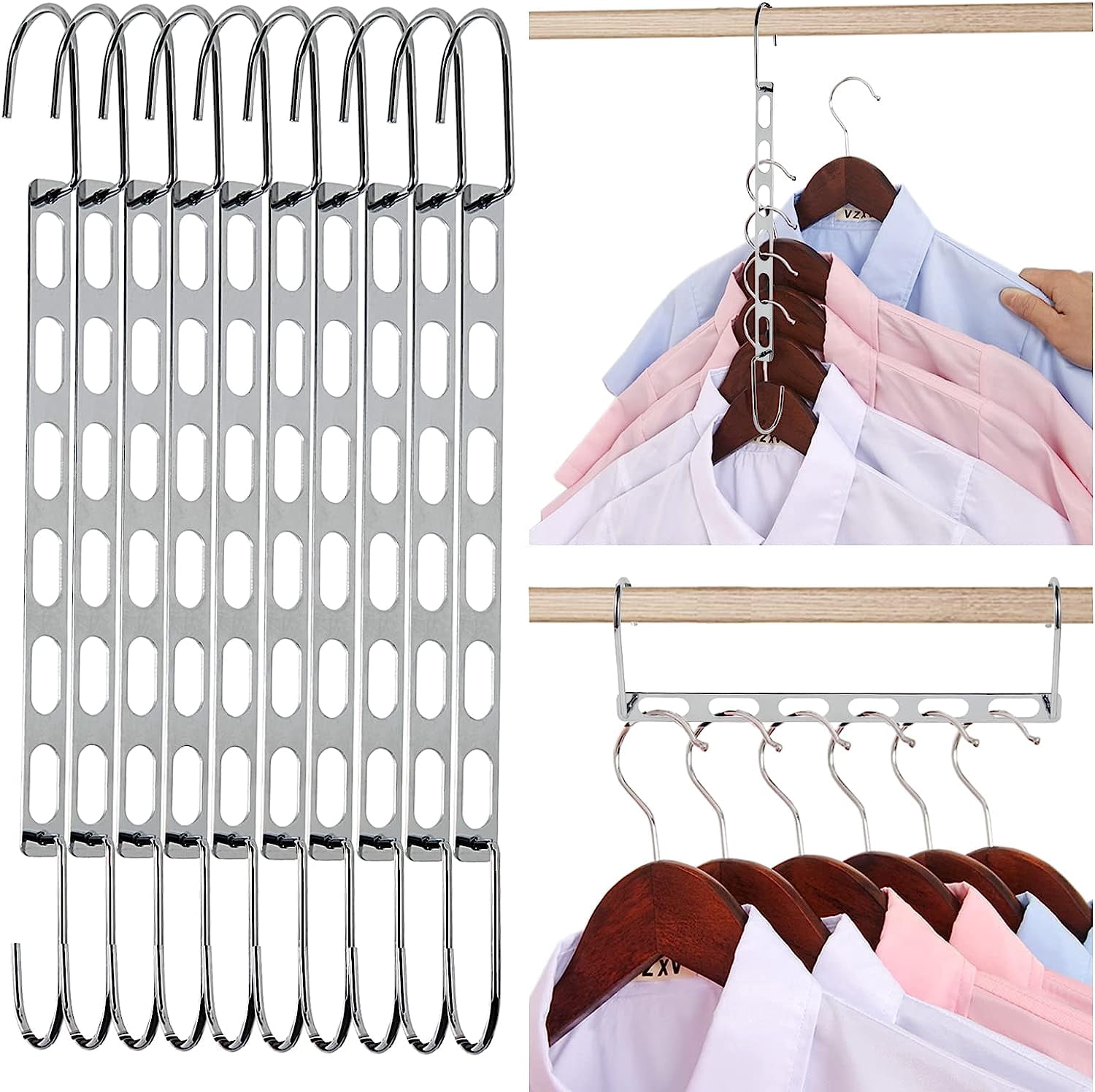 Space Saving Hangers, 10 Pack Metal Hanger Organizer, Space Saver