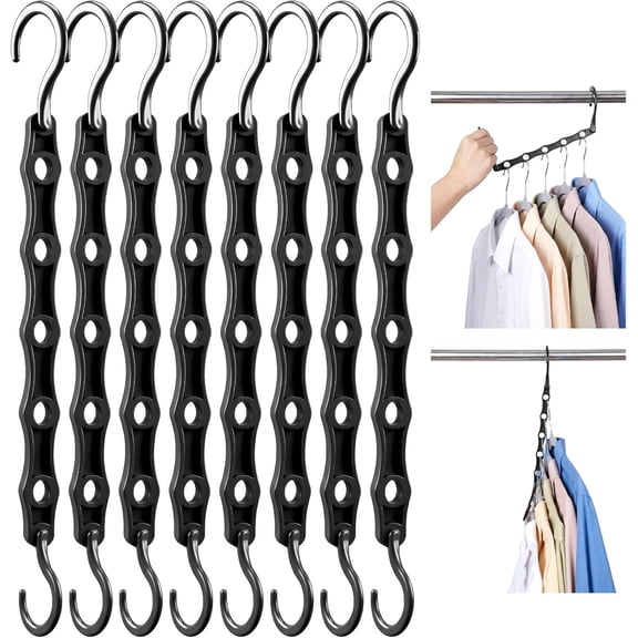 Space Saving Hangers 10 Pack, Premium Smart Hanger Hooks, Sturdy Cascading Hangers with 5 Holes for Heavy Clothes, Closet Organizers and Storage, College Dorm Room Essentials