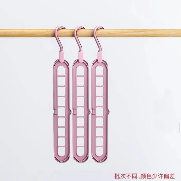 Space Saving Hangers, 9-Hole Magic Hangers - Sturdy Plastic Hanger, Closet Organizers for Clothes Storage, College Dorm Essentials, Home Organization (Pink)