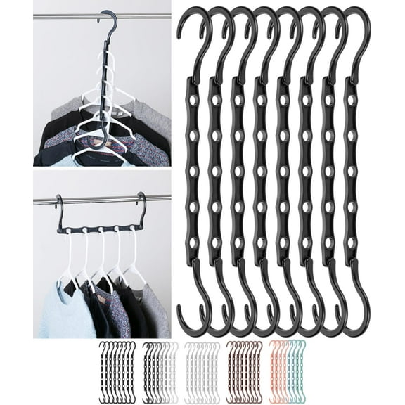 Space Saving Hangers, Black, 8 Pack, Clothes Organizers, Shirt Hangers, Magic Closet Space Savers