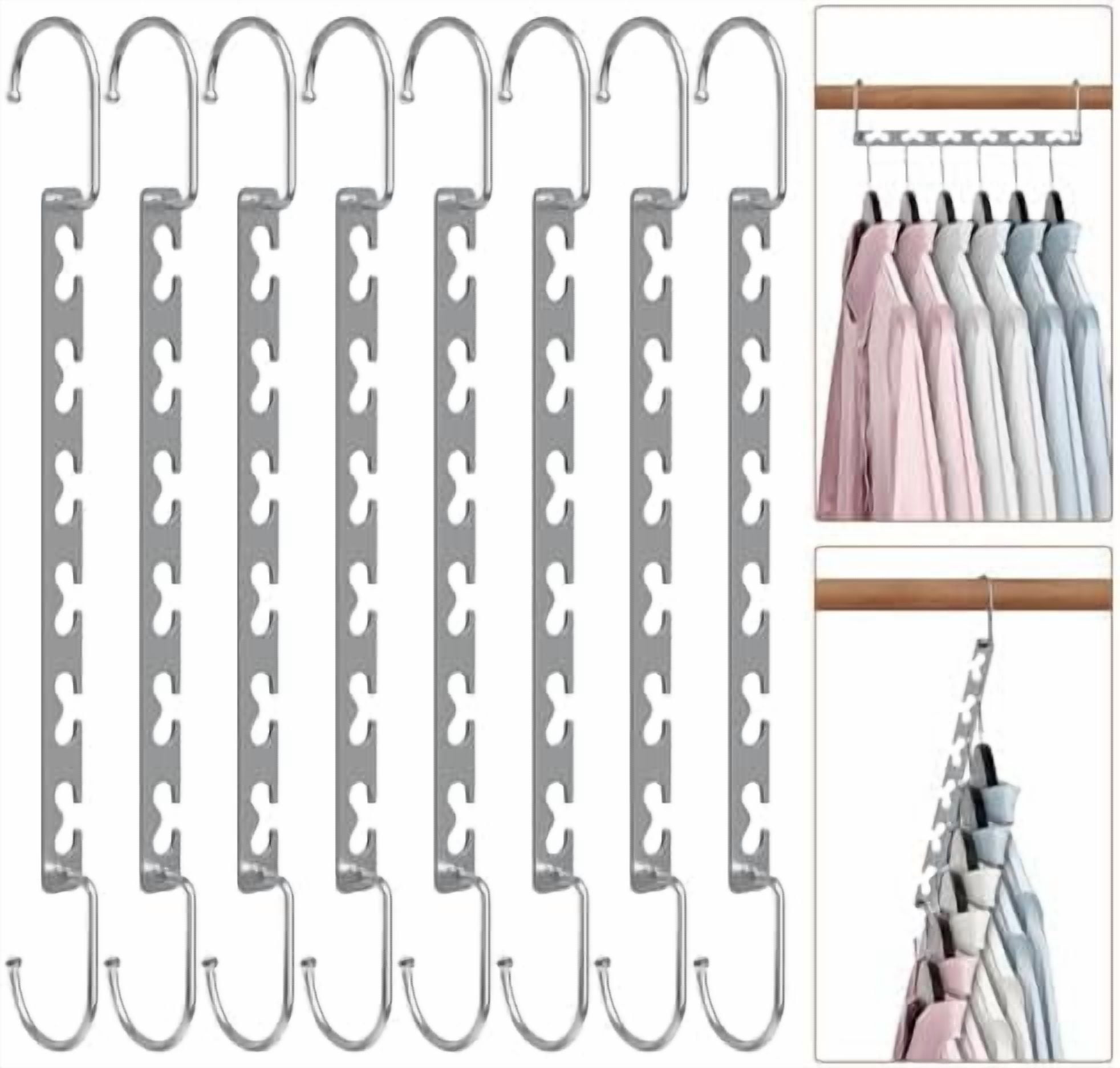 Space Saving Hangers for Clothes 8 Pack, Sturdy Metal Hangers Wardrobe