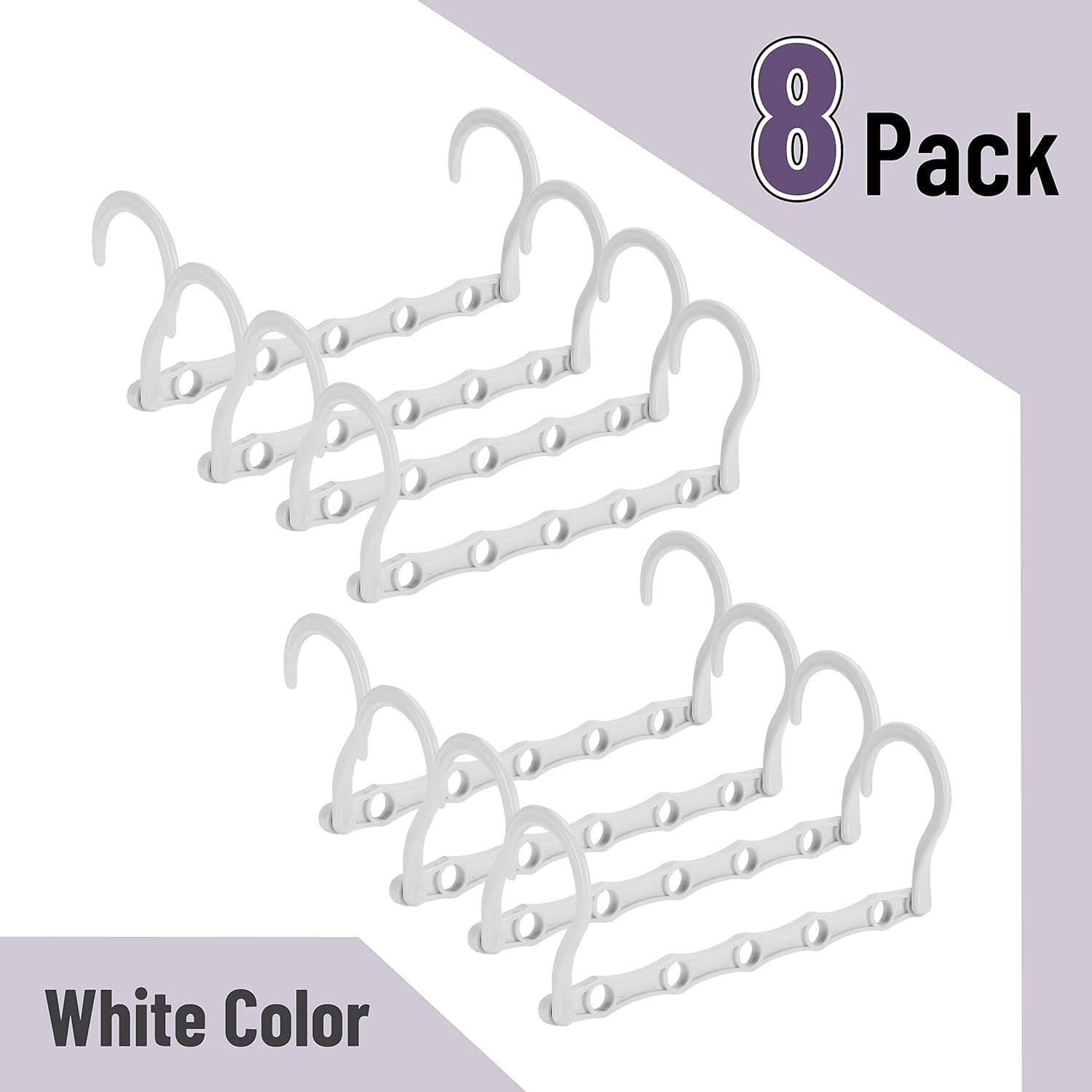 Niiviin Space Saving Hangers 2-Pack - 10-Clip Multi Pants Hanger For Jeans, Leggings, Skirts, White Coated Steel - View #10