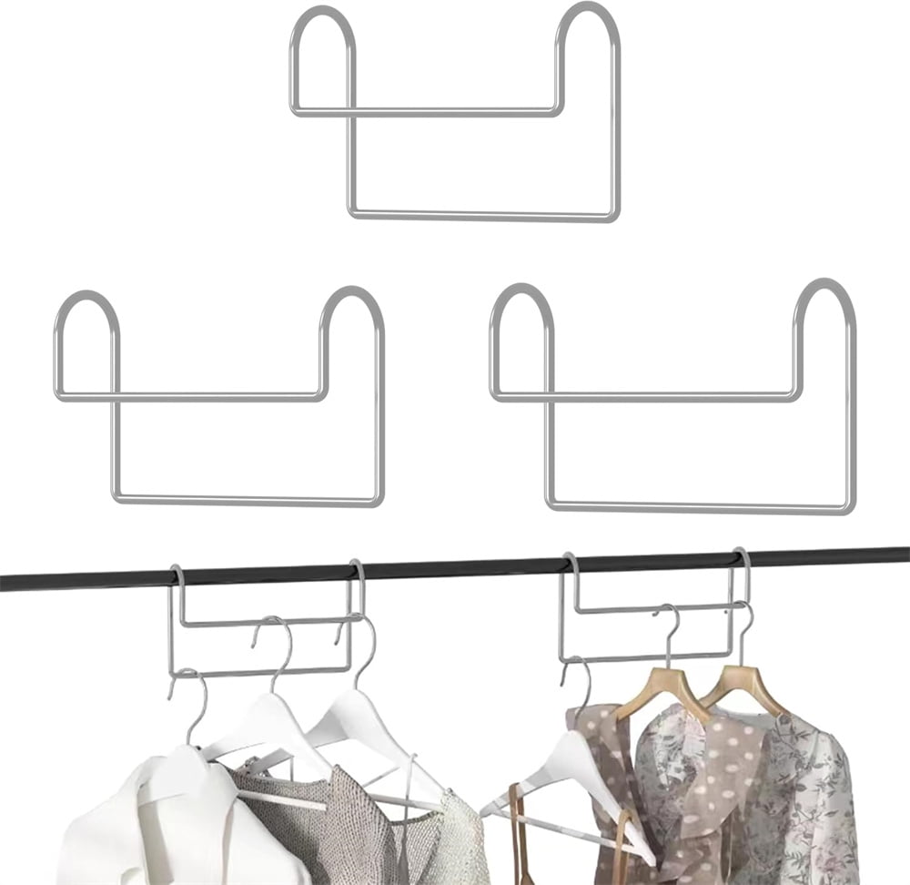 Space Saving Hangers for Clothes: NOGIS 3 Pack 8 inch Magic Hanger Closet Organizer Metal Heavy Duty Hangers for Shirt Coat Pants Skirt Sorting Storage - Sliver
