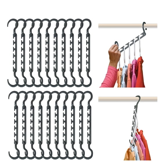 Space Saving Hangers, Reinforced Hooks Swivels 360°, Cascading Hanger, College Dorms & Storage Closet Organizer, Fully Assembled