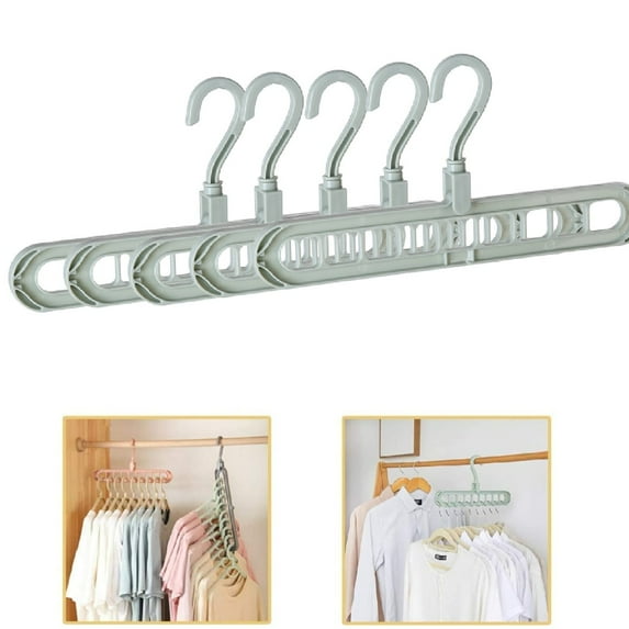 Space Saving Hangers for Clothes Hangers Space Saving Wardrobe Clothing Hanger Organizer Closet Space Saver Hangers (5 Pack Green)