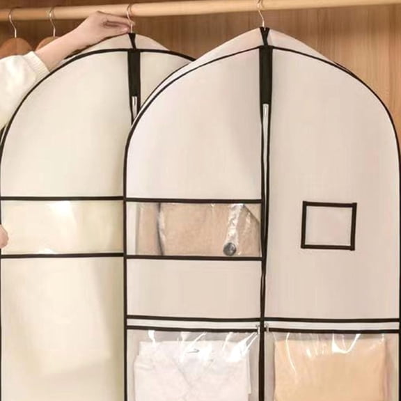 Space Saving Hanging Garment Bag Organization for Home Textile Storage Space Closet with Self Compression Zipper Keeps Clothes Free Cover Travel Bags with Hanger for Coats and Jackets