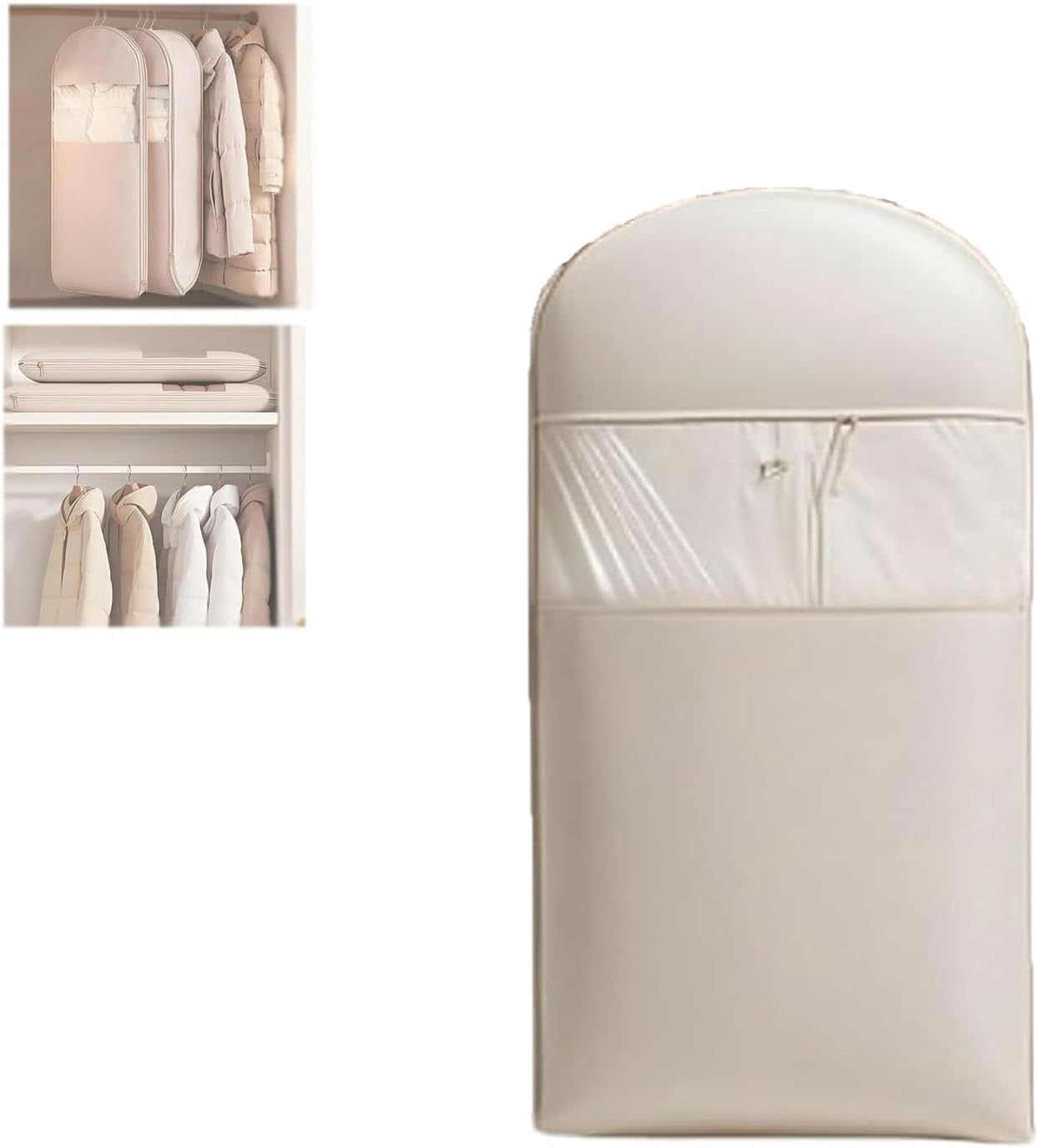 Space Saving Hanging Garment Bag with Self Compression Zipper, 2025 New Space Saver Closet Organizers,Dust Cover Clothes Bags for down Coat, For Closet Storage