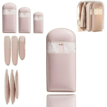 Space Saving Hanging Garment Bag with Self Compression Zipper, Dust Cover Clothes Bags for Down Coat,Garment Bags for Hanging Clothes, Travel & Closet Storage Organizer
