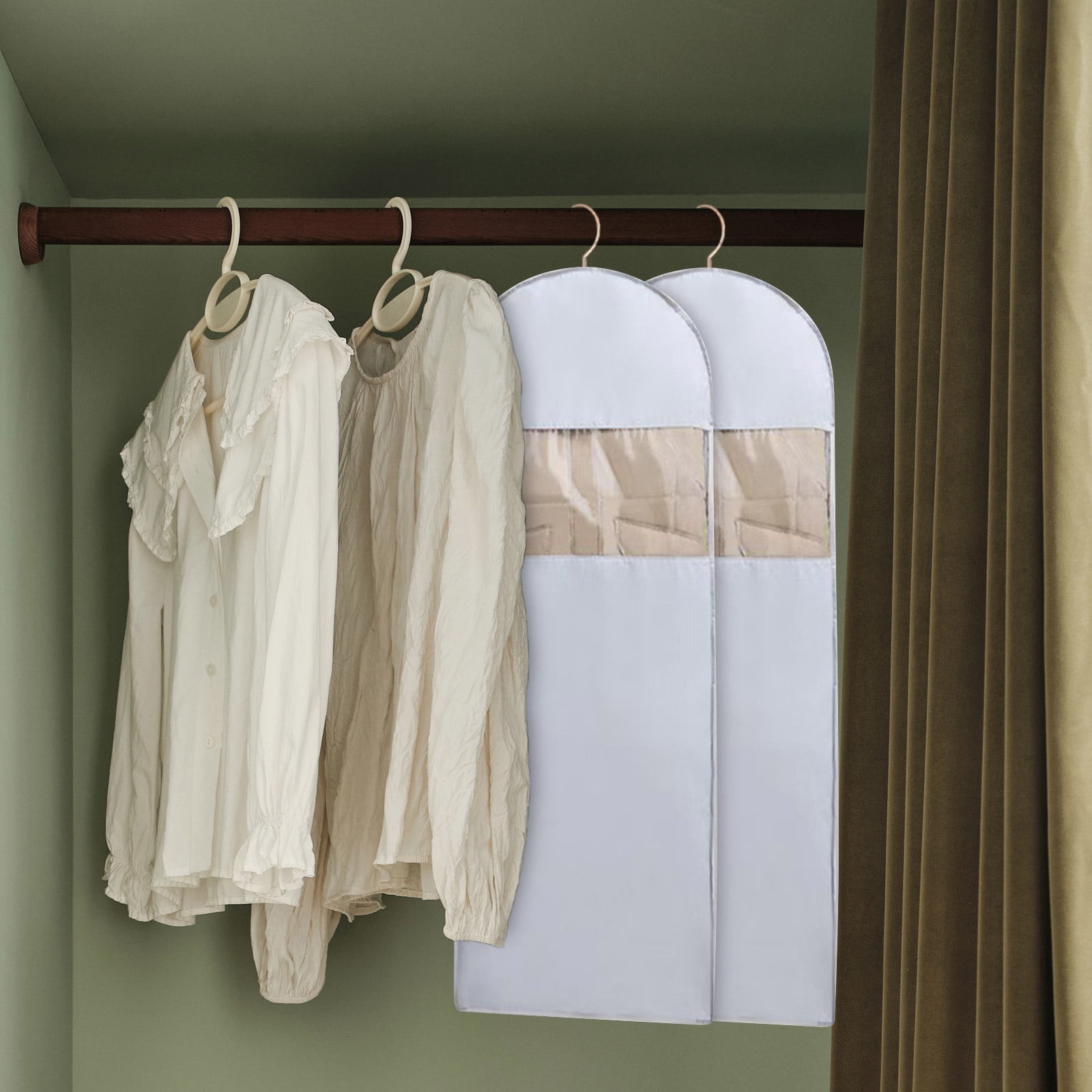 Space-Saving Hanging Garment Bag with Self-Compression Zipper, Large Wardrobe Organizer for Coats, Jackets, Suits, Waterproof and Durable, Prevents Wrinkles, Closet and Travel Storage Solution