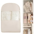 thumbnail image 1 of Space Saving Hanging Garment Bag with Self Compression Zipper,Otherwisie Space Saver Hanging Garment Bags for Closet Storage,Dust Cover Clothes Bags Travel Organizer for Down Coat Suit (Beige,M), 1 of 10