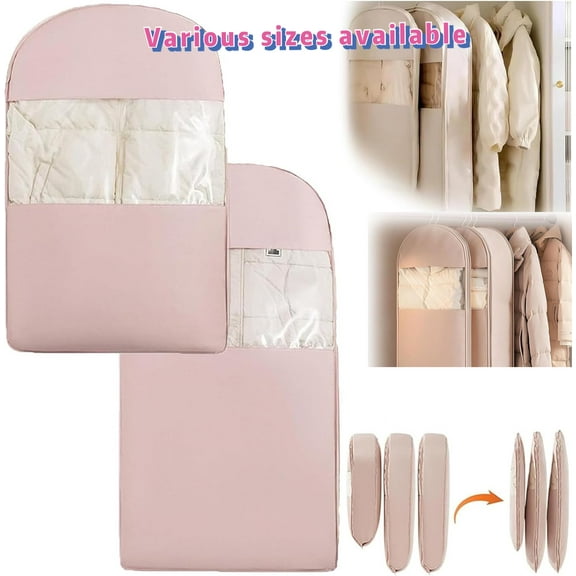 Space Saving Hanging Garment Bag with Self Compression Zipper,Space Saver Closet Organizers,2025 New Space Saving Hanging Protector, Dust Cover Clothes Bags for Down Coat