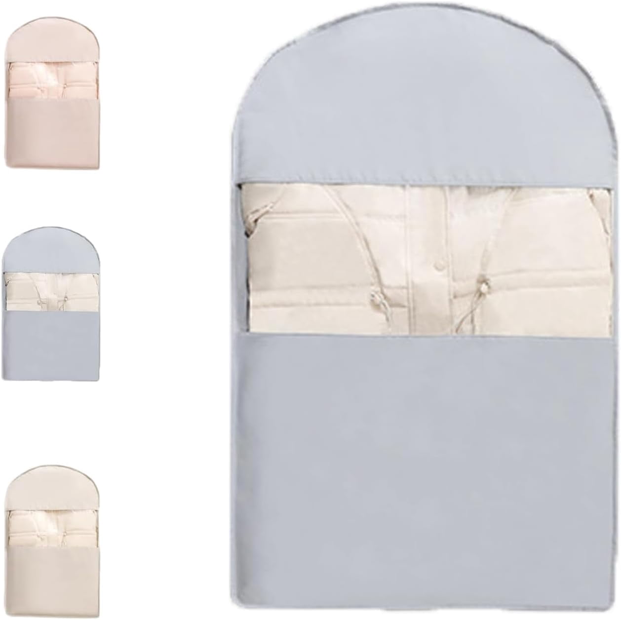 Space Saving Hanging Garment Bag with Self Compression Zipper, Space Saving Hanging Protector for Down Coat, Down Coat Compression Dust Cover for Closet Storage