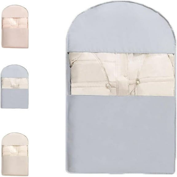 Space Saving Hanging Garment Bag with Self Compression Zipper, Space Saving Hanging Protector for Down Coat, Down Coat Compression Dust Cover for Closet Storage