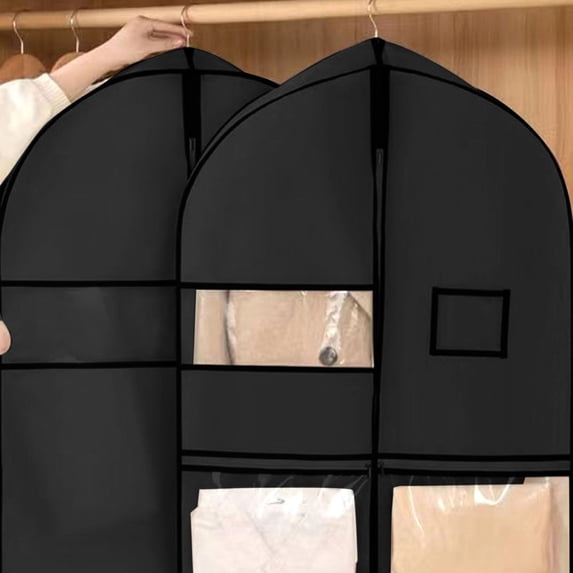 Space Saving Hanging Garment Bag with Self Compression Zipper Closet Organizer for Clothes Travel Storage Cover with Hanger Down Coat Protector