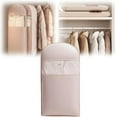 thumbnail image 1 of Space Saving Hanging Garment Bag with Self Compression Zipper,Space Saver Closet Organizers,Dust Cover Clothes Bags for Down Coat (Pink, Large), 1 of 9