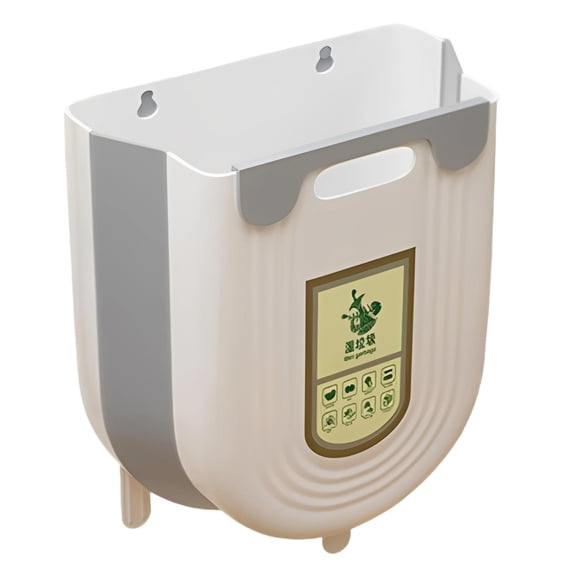 Space-Saving Hanging Trash Can for Kitchen Cabinet Door,Wall-Mounted Waste Basket, 2.4 Gallon Small Wall Mounted Garbage Bin for Kitchen, Bathroom, Bedroom Countertop(Grey1 21x20cm)