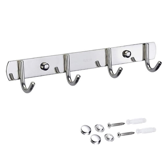 Space Saving Hook Rails with 3/4/5 Hooks Stainless Steel Storage Hangers for Functional Use in Bathroom and Kitchen