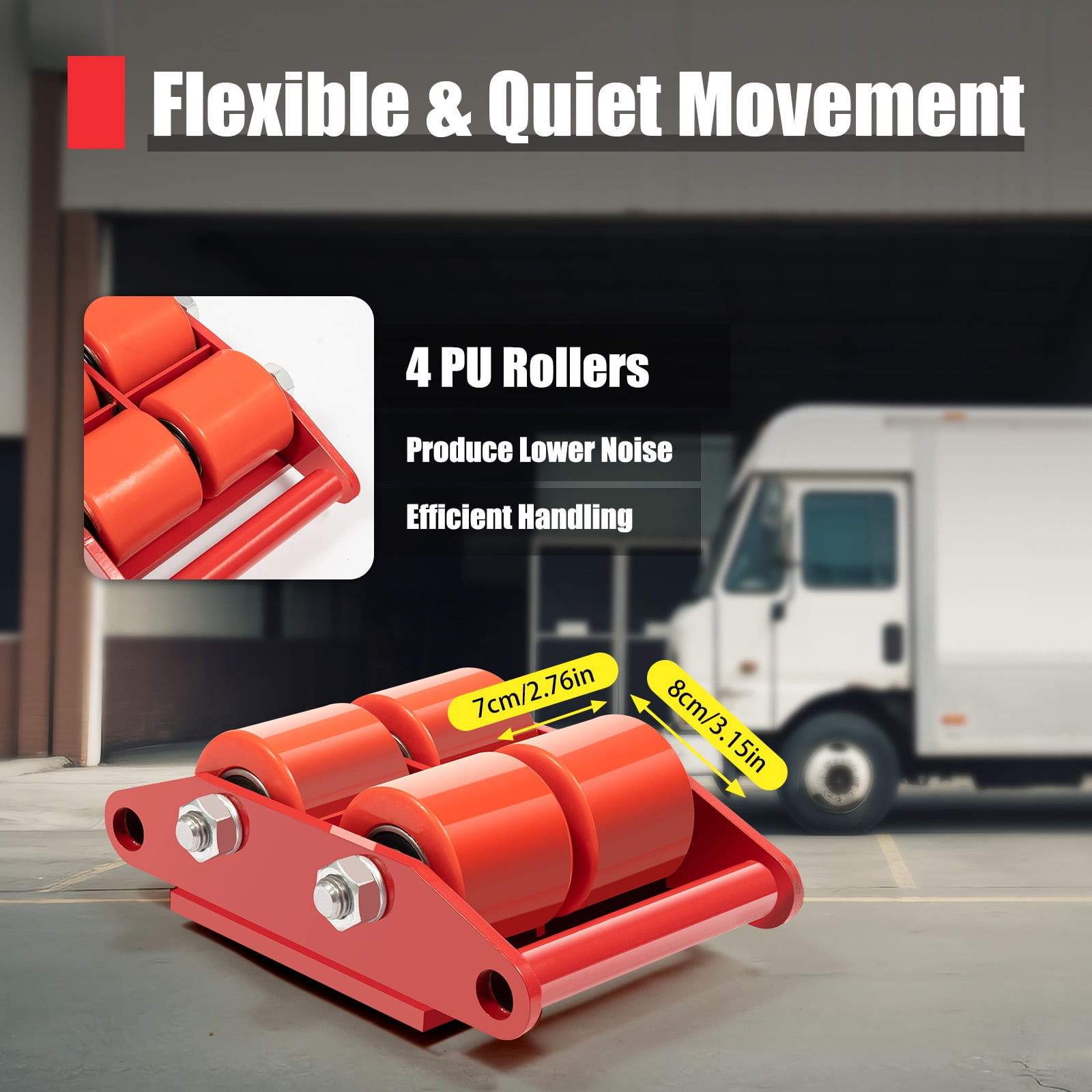 Space-Saving Machinery Skates, 4-Unit 9.75mm Thick Base, Low-Profile Design for Home Appliance Moving