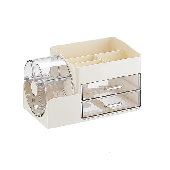 Space Saving Makeup Box With Clear Revolving Tower And Removable Dividers