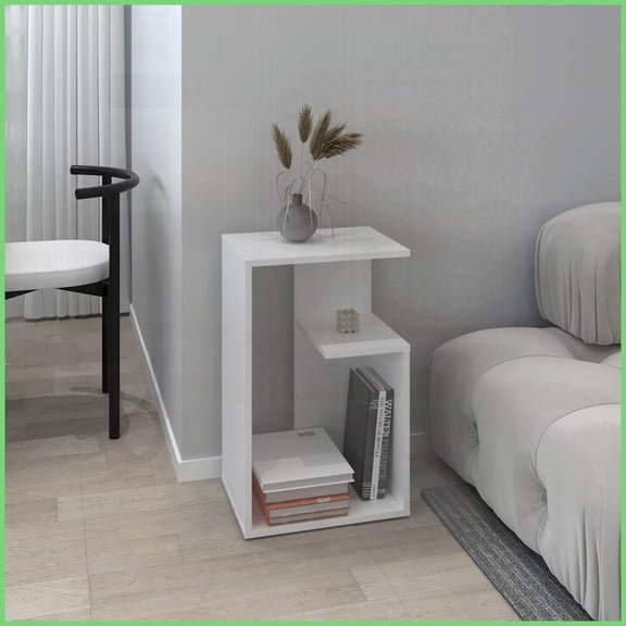 Space-Saving Modern Coffee Table - 25” High Engineered Wood Accent Table with Open Shelf for Small Spaces