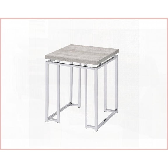 Space-Saving Modern Natural Oak Coffee Table with Chrome Base - Sturdy Living Room Accent