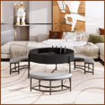 thumbnail image 1 of Space-Saving Modern Round Coffee Table with Lift-Top Storage & 3 Ottomans for Living Room, 1 of 23