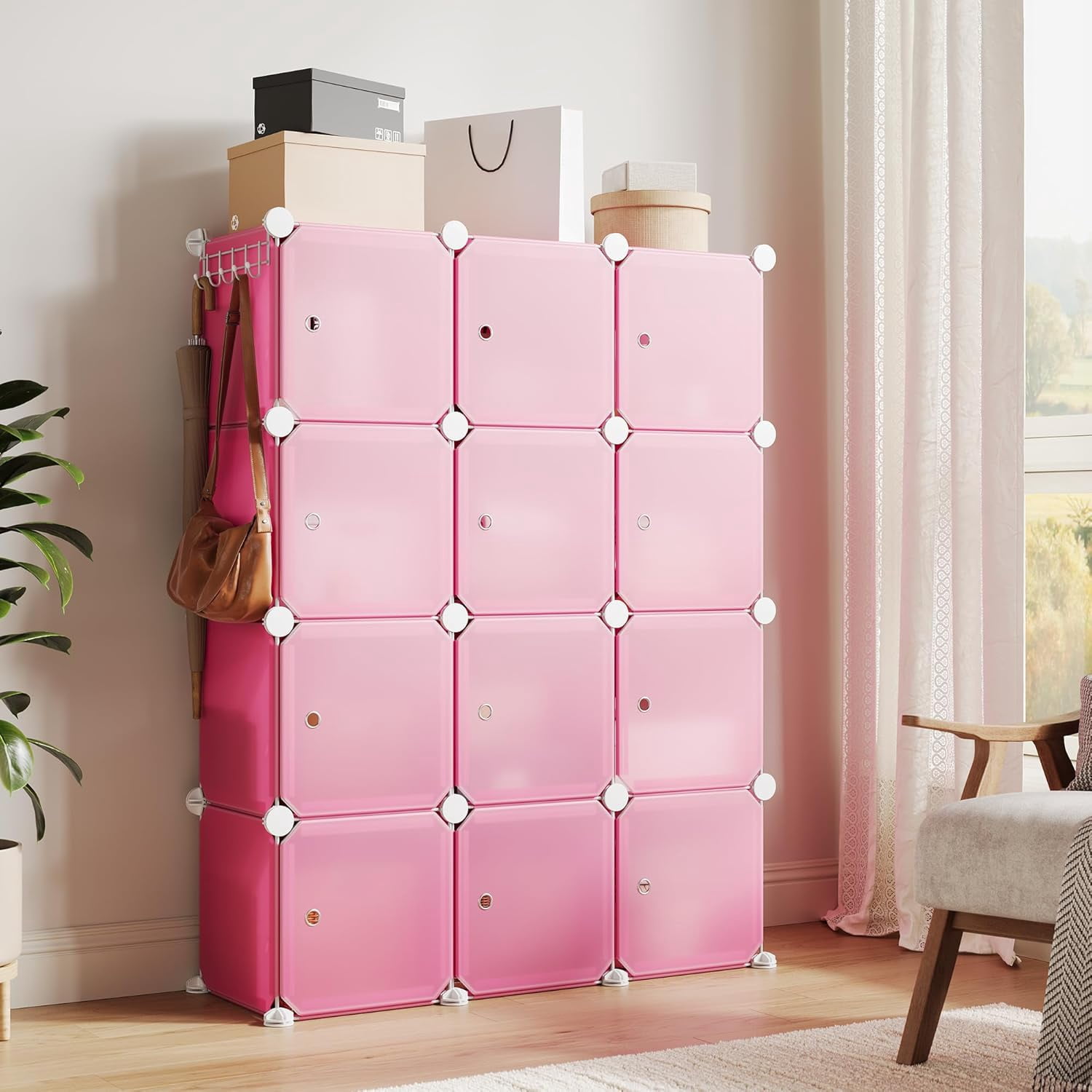 Space Saving Modular Shoe Storage Cabinet – 12 Cube Stackable Organizer ...