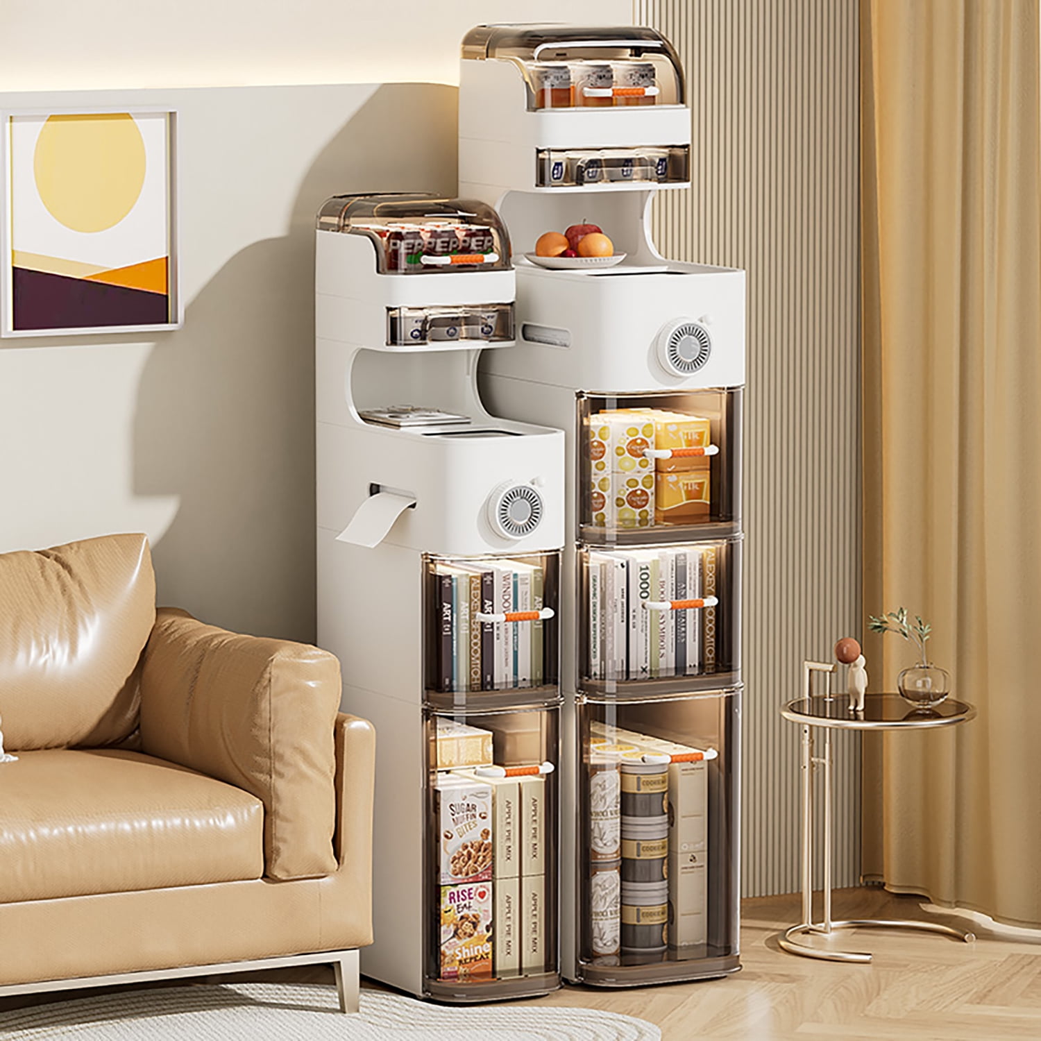Space-Saving Multifunctional Storage Unit with Clear Doors and Easy ...