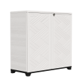 thumbnail image 1 of Space-Saving Outdoor Storage Unit - 3-Shelf Weatherproof Cabinet with Modern Geometric Doors (Contains one shelf)​ - White, 1 of 8