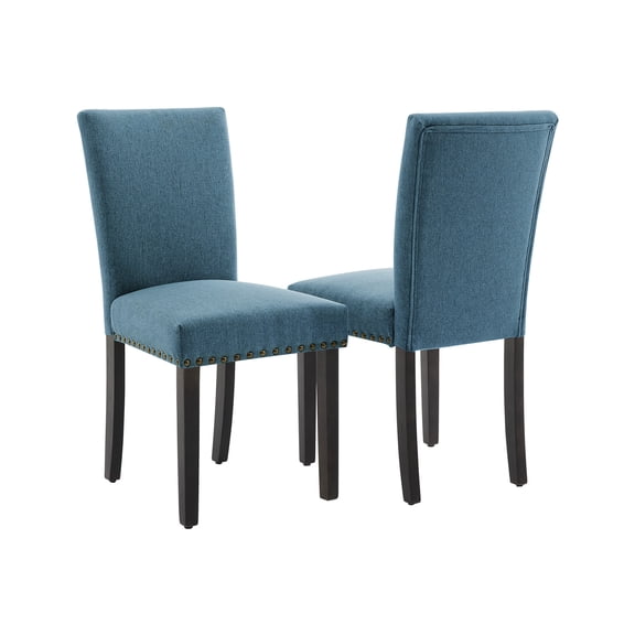 Space-Saving Parsons Dining Chairs Set of 2, Armless Fabric Dining Chairs with Wood Legs & Nailhead Trim, for Small Spaces, Apartments & Kitchen Nooks