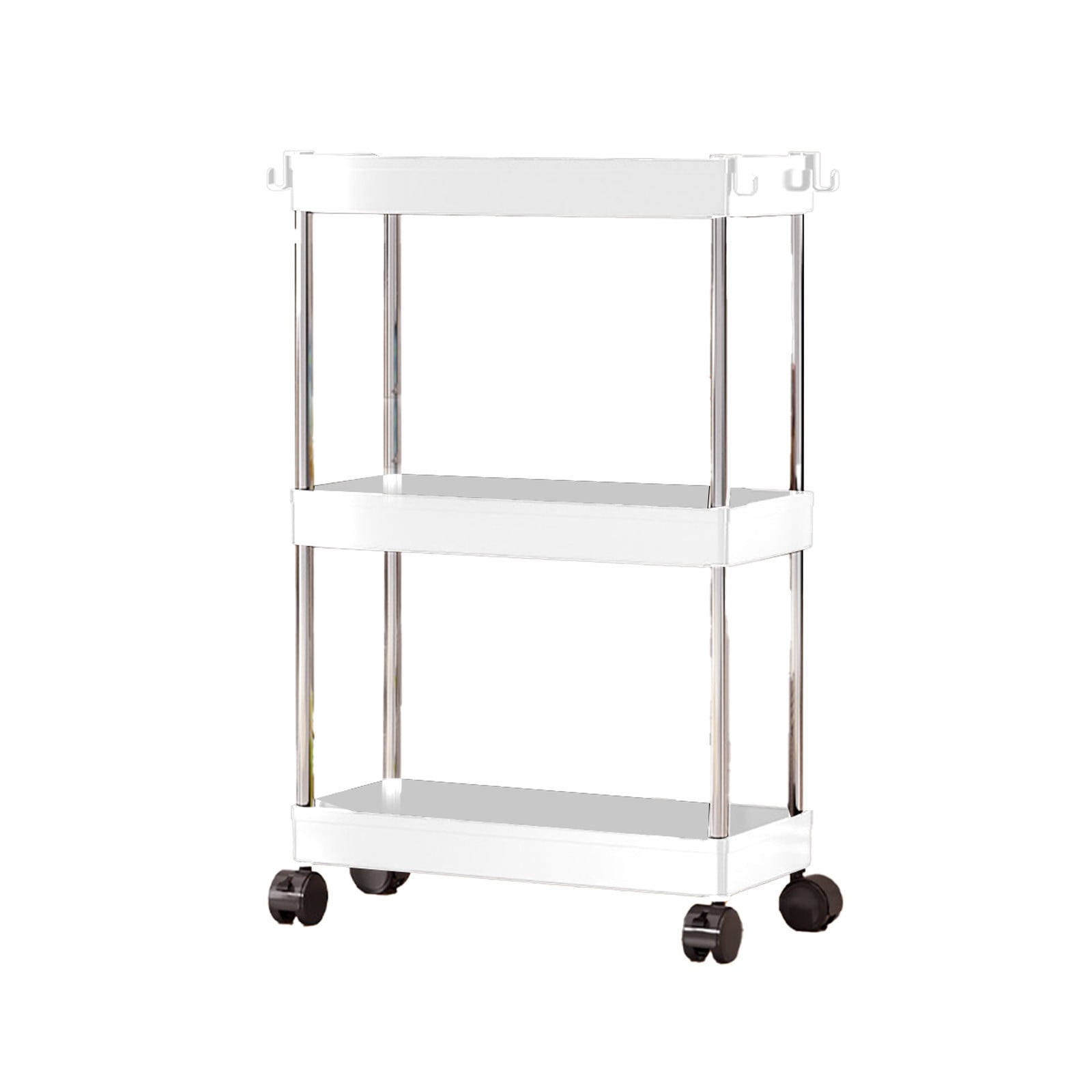 Space Saving Plastic 3-Level Movable Rack With Pulley Wheels For ...