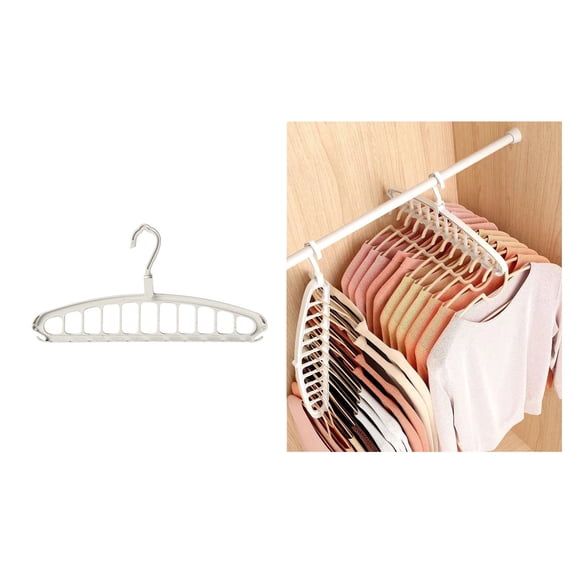 Space Saving Plastic Hangers,Reinforced Hooks Swivels 180°,Cascading Hanger with 11 Holes,College Dorm Room Essentials,White