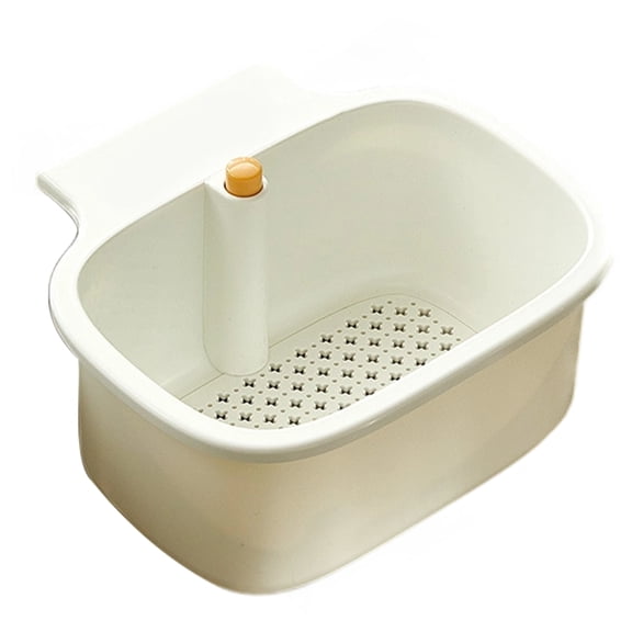 Space Saving Press Type Sink Basket Wall Mounted Rustproof ABS Stainless Steel
