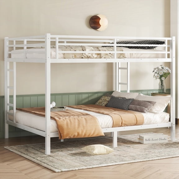 Queen Size Metal High-Rise Bed Frame,No Box Spring Needed,Silent & Stable,White for Bedroom
