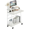 thumbnail image 1 of Space-Saving Rolling Desk with Shelves - 80x50cm Compact Computer Desk for Small Spaces, 3-Tier Mobile Workstation for Home Office & Student Study, 1 of 12